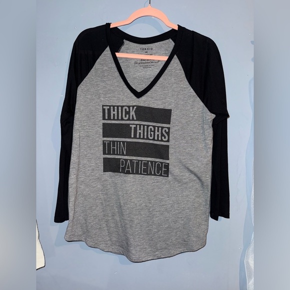 torrid Tops - Torrid Black and Gray Long Sleeve Tee